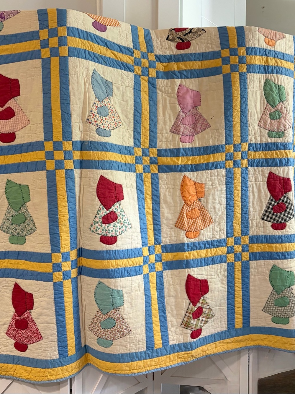 Antique Handmade Quilt- Charming “Dutch Girl” Pattern